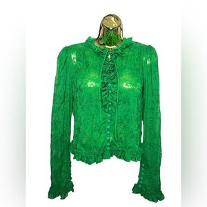 Alexis Emerald Textured ruffle Top size XS